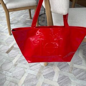 Red Patent Leather Carolina Herrera Tote Bag